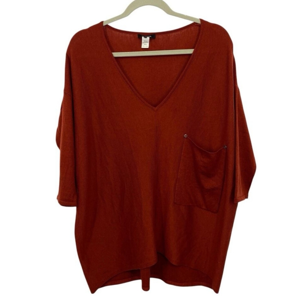 Kerisma Women's V-Neck Red Rust Top M/L